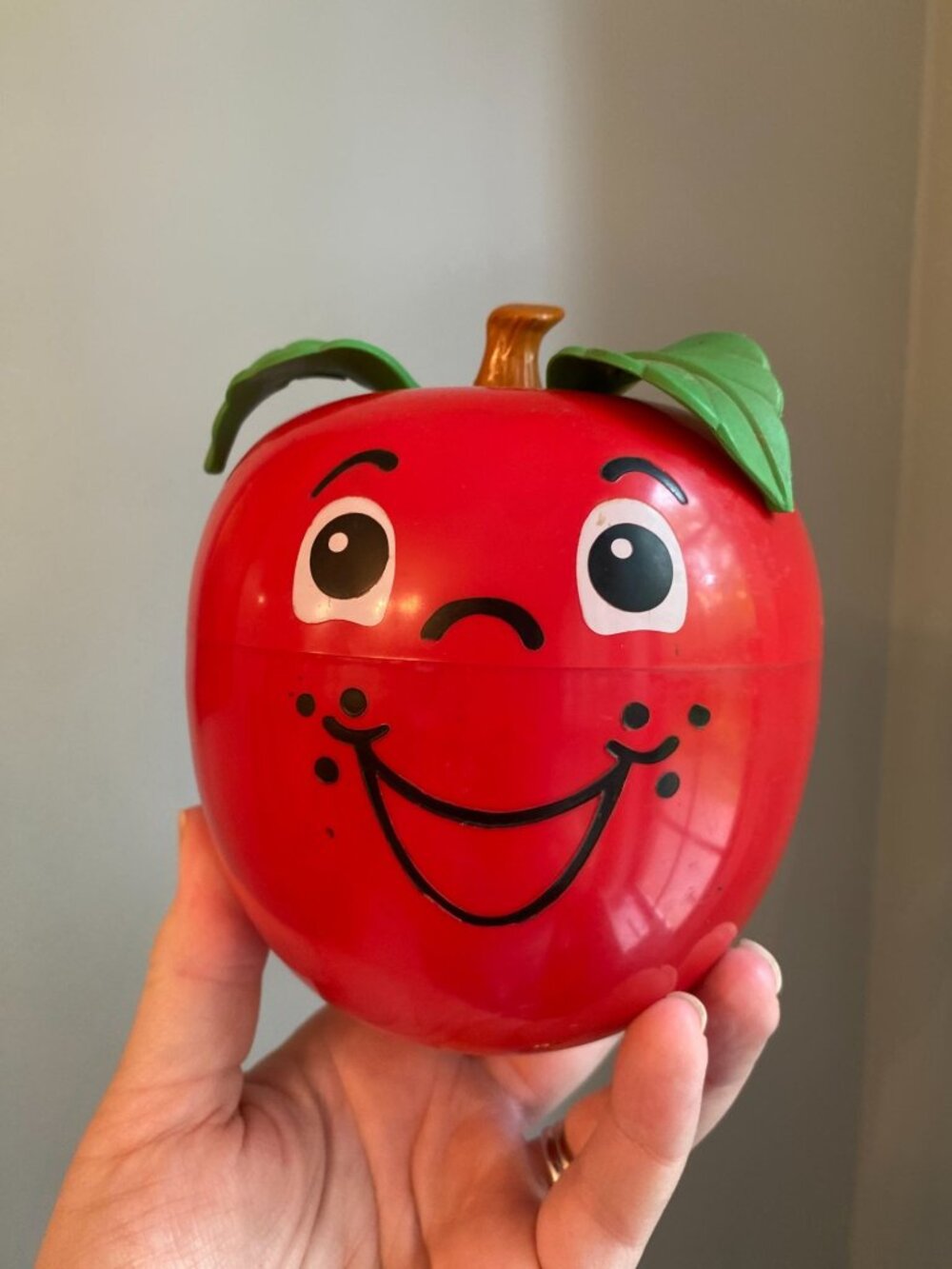 Vintage 1972 Fisher-Price Happy Apple Roly-Poly Musical Chime Toy